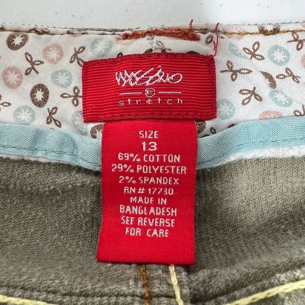 Mossimo Corduroy Pants Womens Size 13 Green Flare Leg Five Pocket Stretch Preppy
